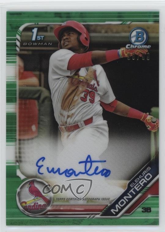 2019 Bowman Chrome Prospect Green Refractor 99/99 Elehuris Montero Auto 12i0
