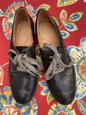 Naya Tiber Women's Black Shimmer Leather Oxfords Flats Lace Sz 7M US 38 EUR