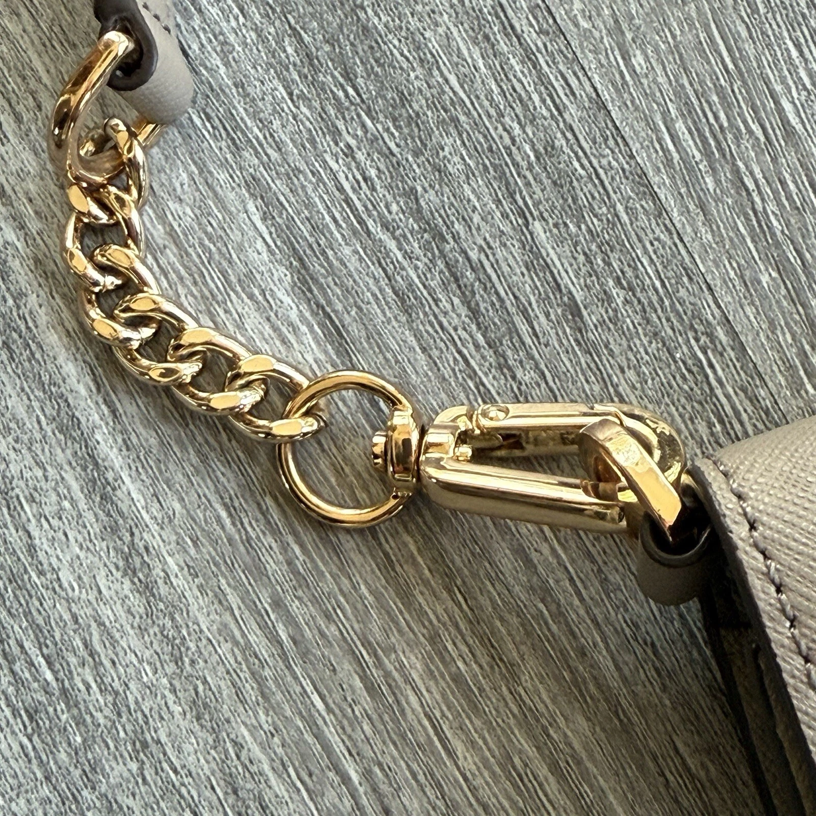 Tory Burch Emerson Saffiano pelle tracolla catena portafoglio borsetta grigio francese