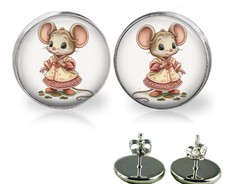 Cute Little Mouse Girls Stud Earrings in 3 Sizes Handcrafted Mice Photo Jewelry