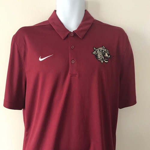 Nike Burgundy Polo Shirt Size L Golf Dri Fit Graphic Tiger Short Sleeve