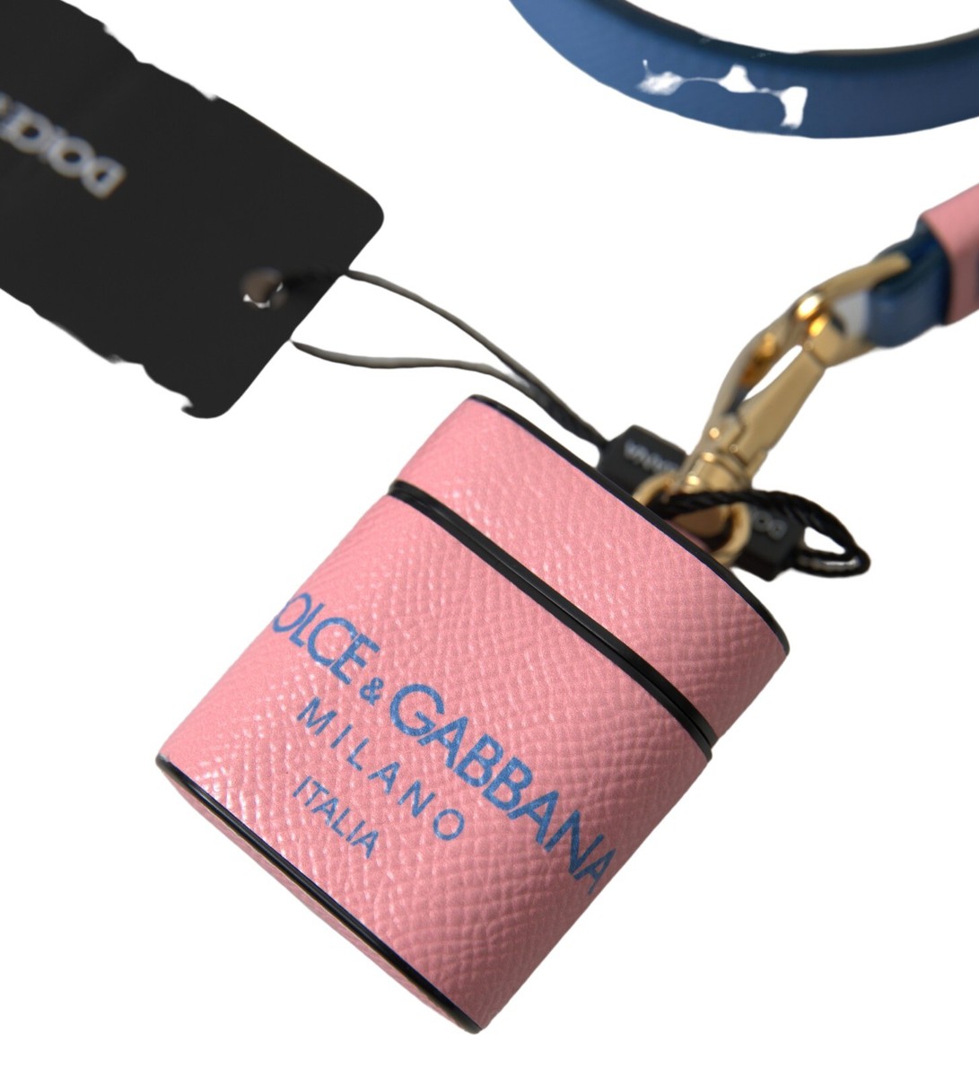 DOLCE & GABBANA Airpods Case Pink Blue Calf Leather Logo