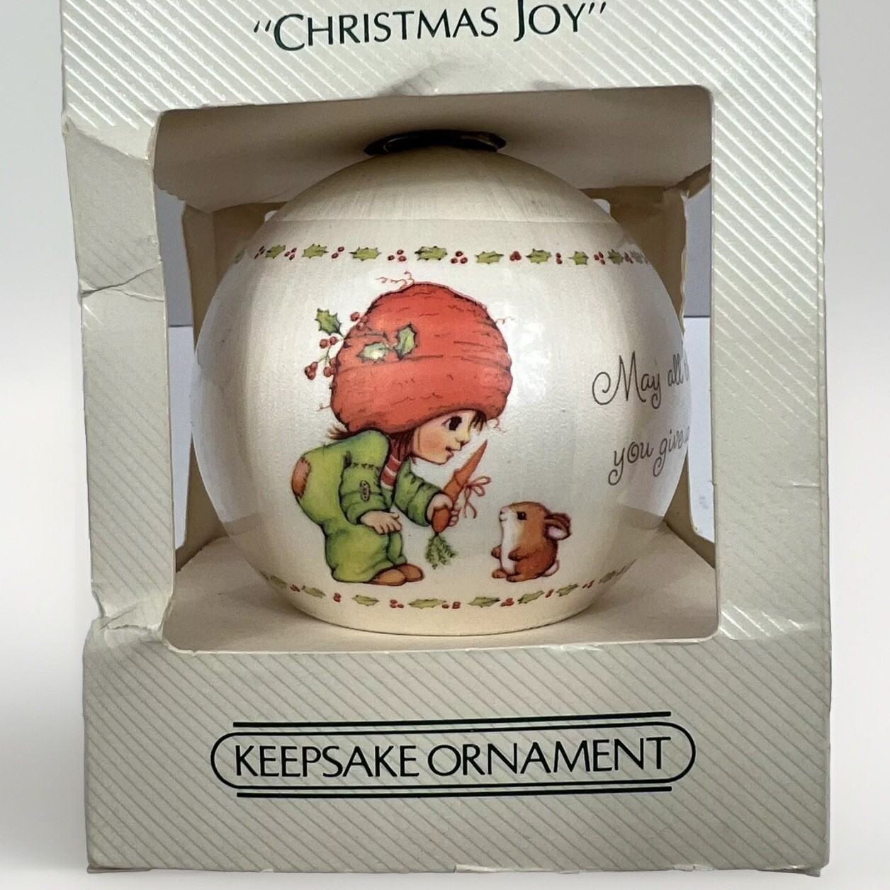 Vintage 1983 Hallmark Keepsake Unbreakable Satin Ornament Christmas Joy