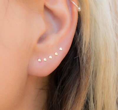 Tiny 2mm Dot Studs PAIR- Gold Silver Rose Stud Earrings- Studs Simple Minimal