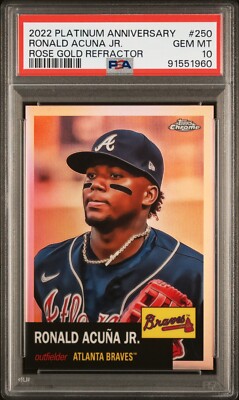 RONALD ACUNA JR 2022 Topps Chrome #250 Platinum Rose Gold /75 GEM MINT 10 POP 6