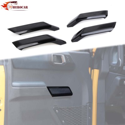 4PCS Glosy Black Inner Door Armrest Handle Panel Covers For Ford Bronco 21+ 4Dr