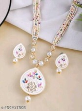 Indian Bollywood Meenakari Kundan Choker Necklace Bridal Earrings Jewelry Set