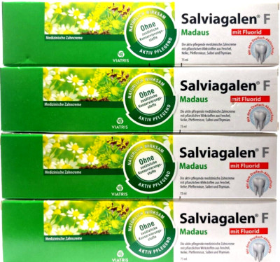 4 x SALVIAGALEN F Madaus Toothpaste, 75 ml PZN 11548356