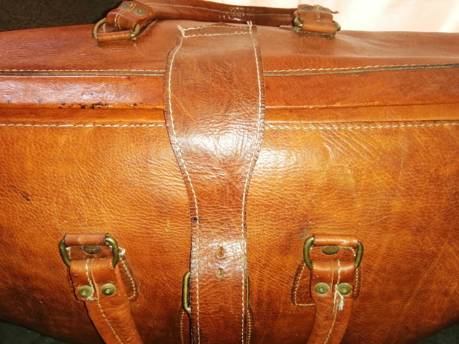Large Vintage Men's Gladstone leather Bag, leather Sports bag, Weekend