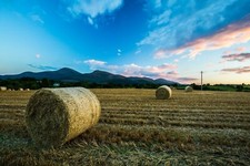 Bails of Straw, Maghera, Co.Down, N.Ireland at Sunset