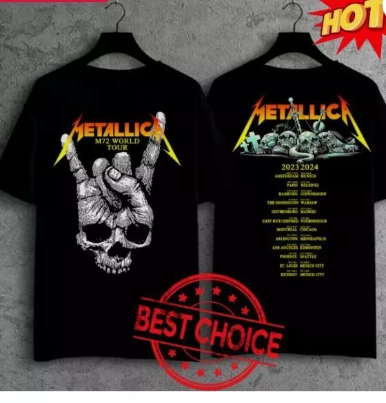 hot, Metallica Band Metal Tour 2023 2024 M72 Tour Music Event T-Shirt