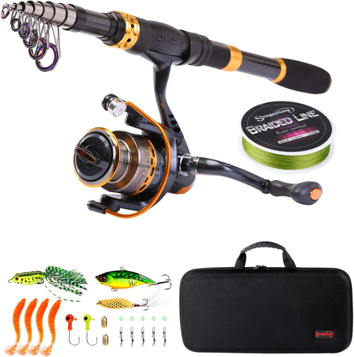Fishing Rod Reel Combos Carbon Fiber Telescopic Fishing Pole with Spinning Reel