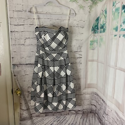 strapless dress white house black market Women's Strapless Fit + Flare Midi Dress in Black size 18