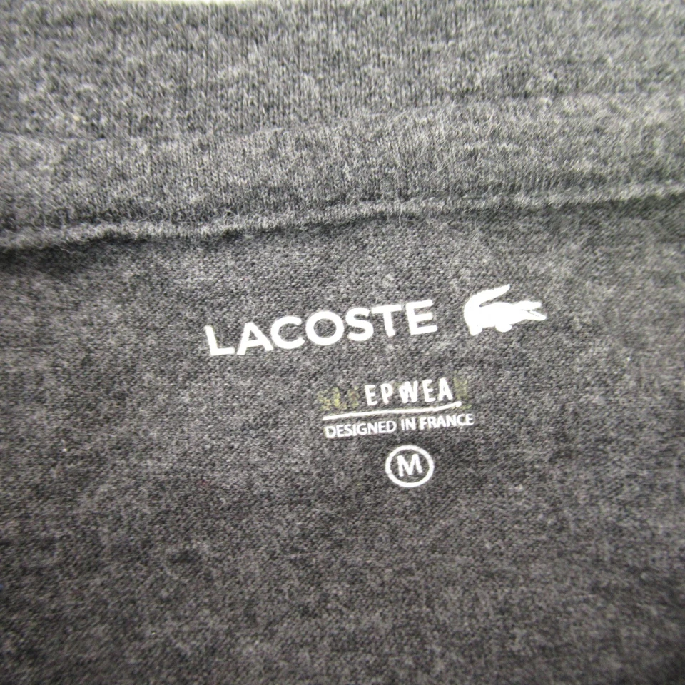 Lacoste 衬衫女孩中号圆领轻便灰色口袋 — 第 4/4 张图片
