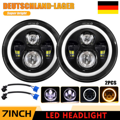 2 x 7 Zoll Scheinwerfer Angel Eyes DRL LED Frontscheinwerfer Für Jeep Wrangler