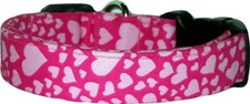 Pink on Hot Pink Hearts Valentines Day Handmade Dog Collar
