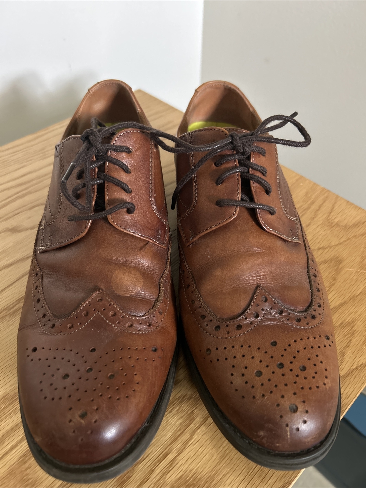 SAOLA FLORSHEIM Comfortech con punta ad ala in pelle marrone Ortholite misura 8D