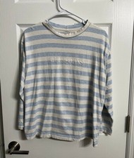 Vintage 90s Guess Jeans USA Long Sleeve Size XL Striped T-Shirt Blue