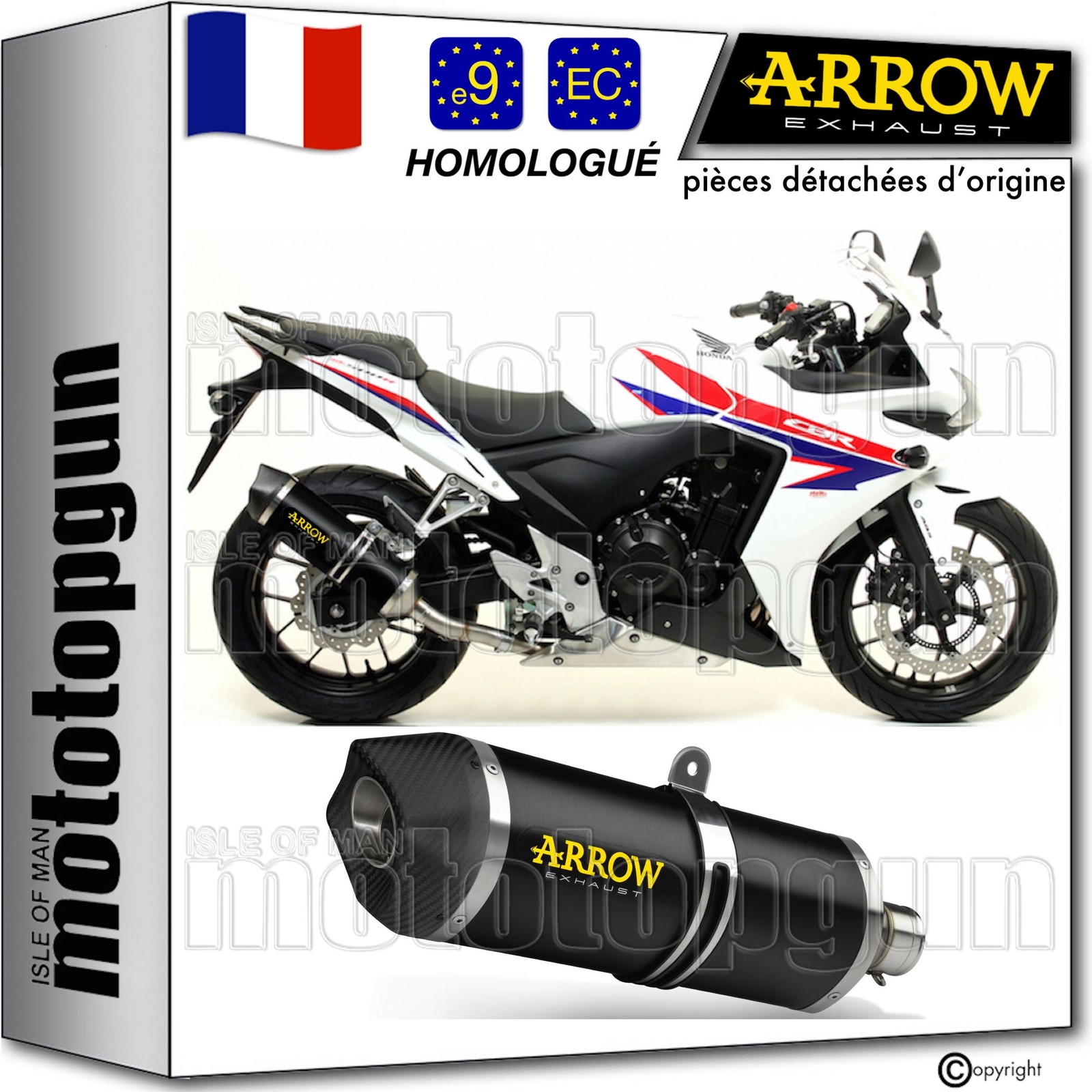 Silencieux Arrow Race-Tech noir CBR 500 R 2015 finition aluminium premium