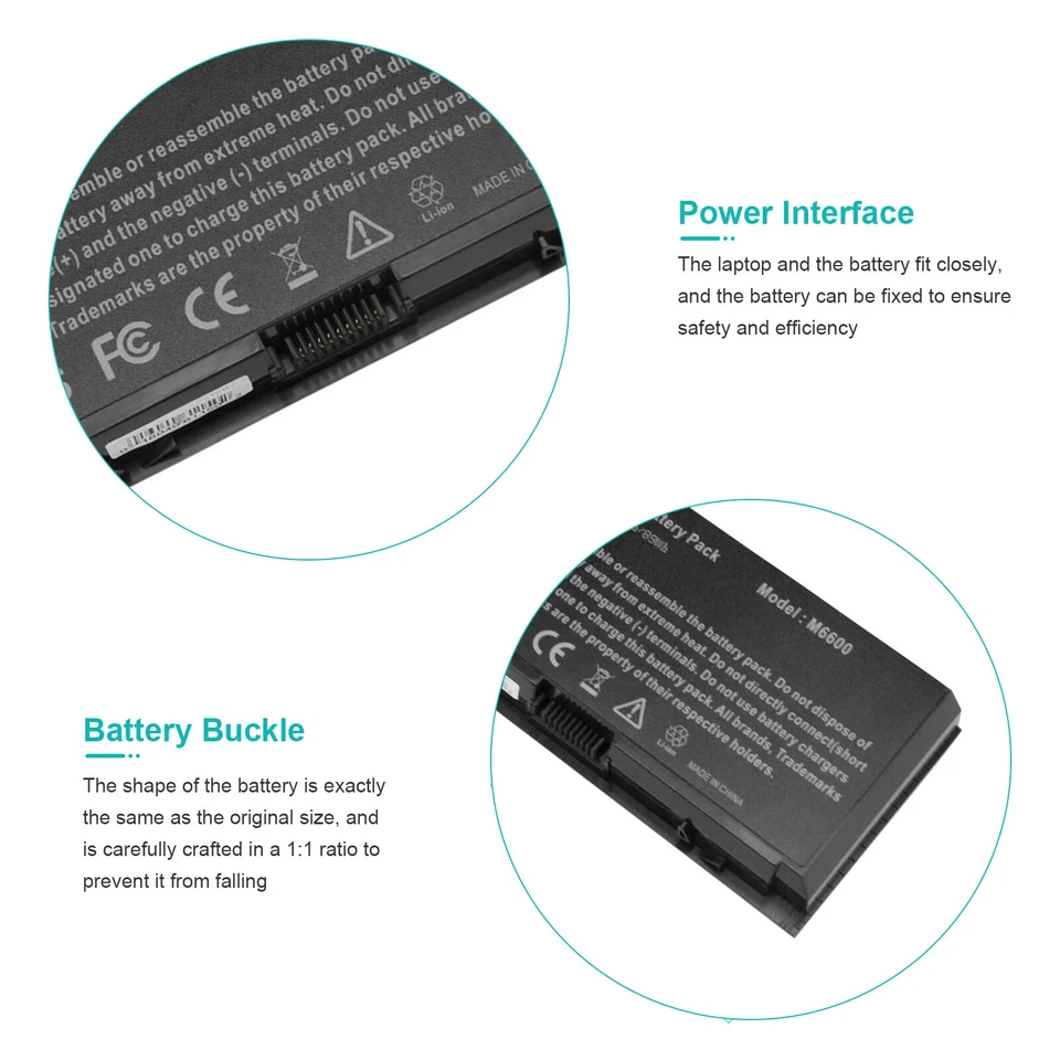 Batería para Dell Precision M4600 M4700 M4800 M6600 M6700 M50 FV993 FAST 7200mAh Foto 3 de 4
