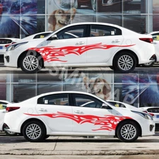 Car Stickers Both Side Body Fire Flame Graphics Vinyl Decals Exterior Decor Pair