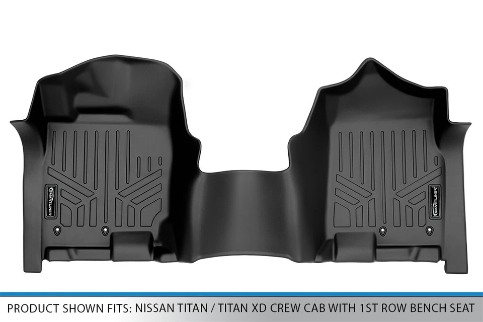 SMARTLINER Custom Fit Floor Mats 1st Row Liner 2017-2024 Nissan Titan | Titan XD Foto 4 de 4
