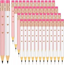 CHENGU 48 Pcs Half Pencils with Eraser Bridal Shower Mini White