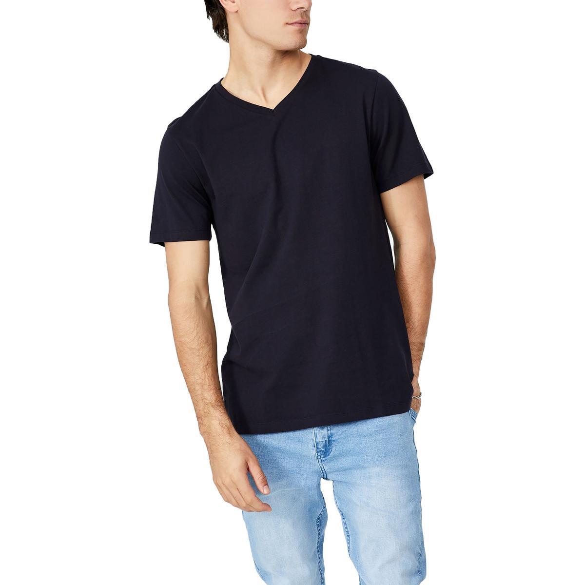 Мужская темно-синяя хлопковая футболка с V-образным вырезом из хлопка Big - Tall 2XL BHFO 5149