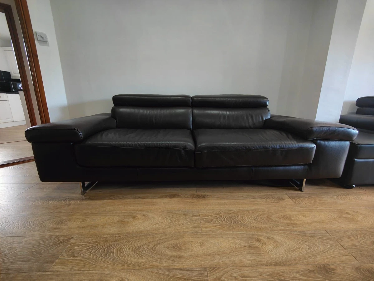 Milano Leather Sofa Natuzzi Editions from Darlings of Chelsea Black Brown