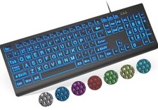 Large Print Backlit Keyboard, Wired USB Light...