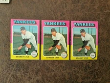 (3) 1975 TOPPS Baseball Sparky Lyle #485 - New York Yankees