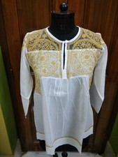 EXPERTISE TOP M 40" HANDMADE 100 COTTON ETHNIC TUNIC KURTI CHIKAN EMBROIDERY
