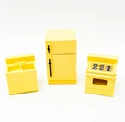 Vintage Fisher Price little people yellow kitchen set: Fridge, Oven, Sink