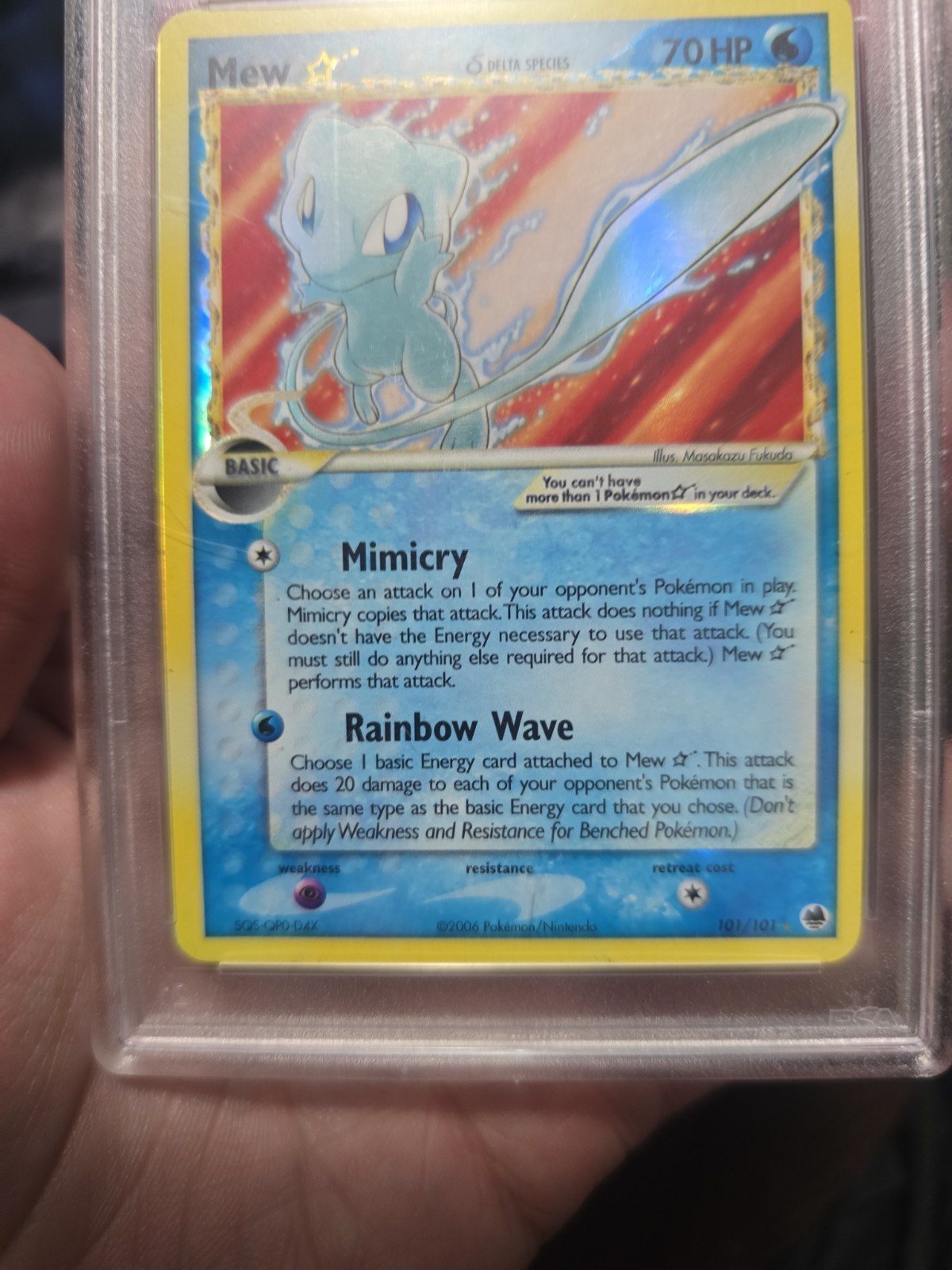 MEW POKEMON GOLD STAR 101/101 2006 EX DRAGON FRONTIERS HOLO ENGLISH PSA 3 VG view 4