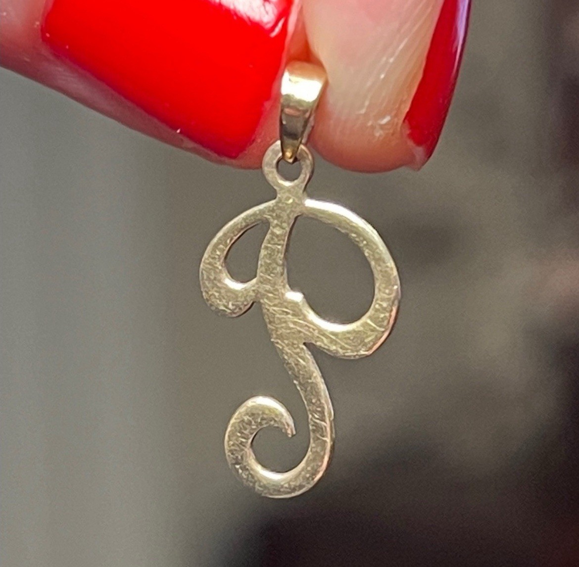 14K Solid Yellow Gold Monogram Name Initial P Let… - image 1