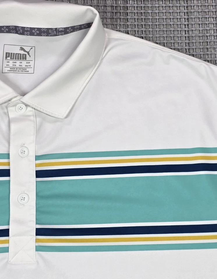 Polo de golf Puma Performance Montauk blanco turquesa manga corta camisa para hombre 3XL Foto 3 de 4
