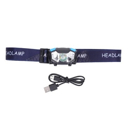 Headlamp USB Charging Head Light High Brightness With Sensor For Outdoor Bla SET