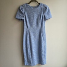 Calvin Klein Dress Womens 6 Blue Short Sleeve Crew Tweed Sheath Easter Office