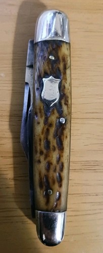 VINTAGE E.C. SIMMONS 3 BLADE POCKET KNIFE BONE HANDLES 3297 3/4 Rare Swell End