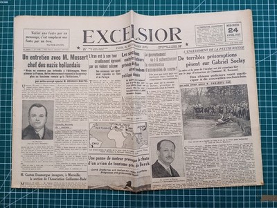 BE345 Excelsior Zeitung 1935 April verschiedene Fakten Rapt Nicole Marescot du Thilleul