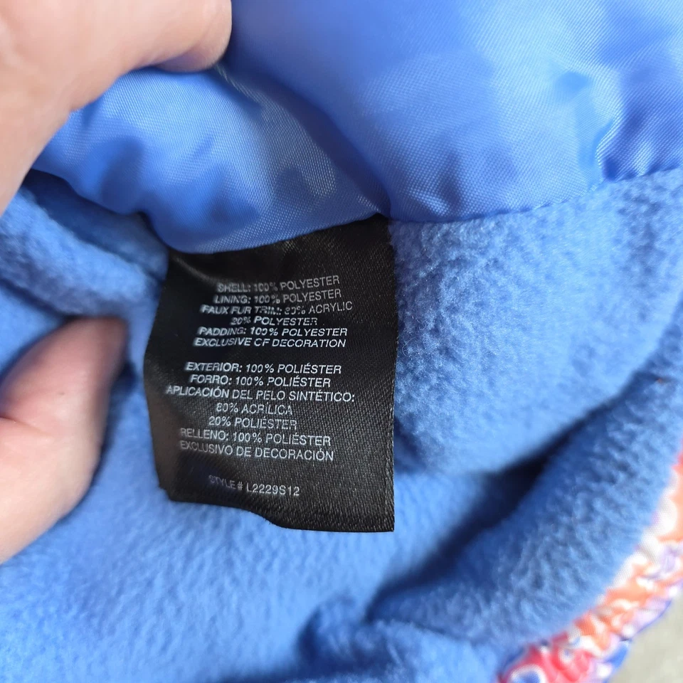 London Fog Puffer Snow Jacket Girls M(5-6) Periwinkle Pink Paisley Fleece Lined - Image 4 of 4