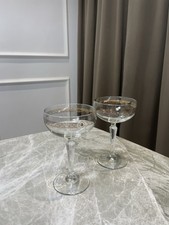 Vintage Champagne Coupe Glasses Gold Band Stemware Cocktail Glasses Set of 2
