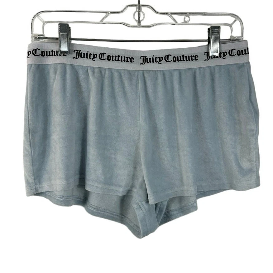 Juicy Couture "JUICY" Jeweled Velvet Sleep Lounge Shorts Blue Size Medium - Image 2 of 4