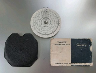 Vintage Concise Circular Slide Rule No.28 W/case & Operaror Manual Japan