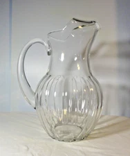 Hand Blown Ribbed Clear Glass Pitcher 76 oz