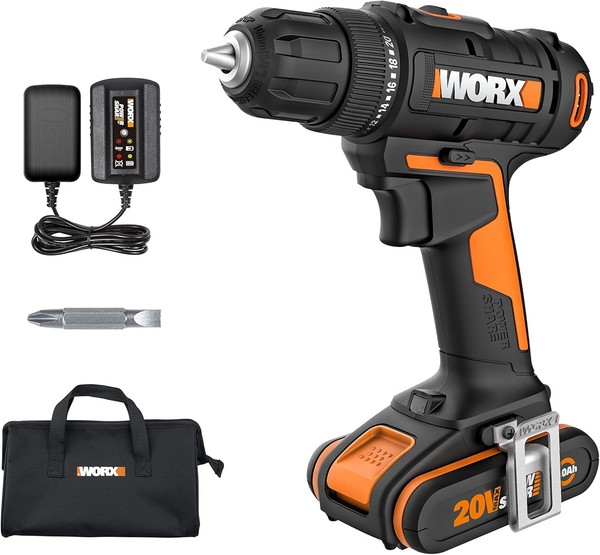Worx WX100 Akku Bohrschrauber 20V – Akkuschrauber Inkl. 2Ah Akku Und LadegeräT-image