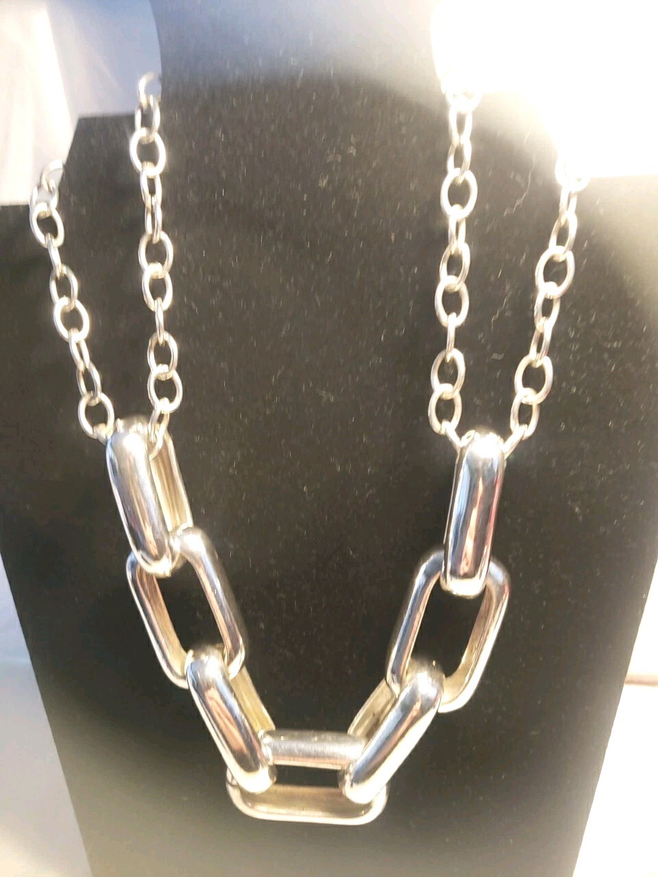 Chico's Chunky Silvertone Chain Statement Necklac… - image 1