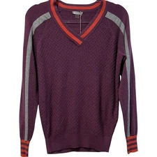 New SMARTWOOL Frosted Valley V-Neck Merino Wool Sweater Sangria Heather XS $150