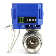1" Motorized Ball Valve SS Full Port 9-24 V AC/DC 2 Wire auto return