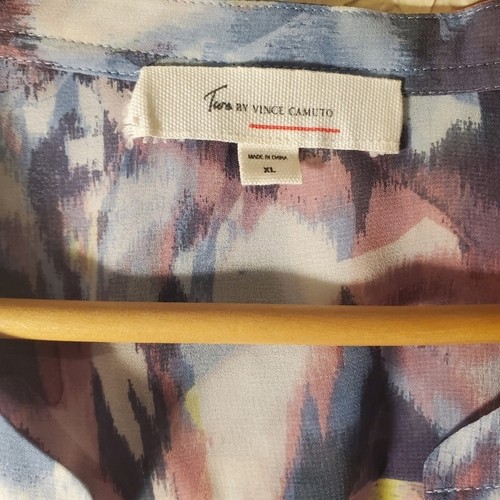 Vince Camuto Blouse Womens Size XL Pink Blue Pastel Boho Career Abstract Relaxed - Picture 8 of 9